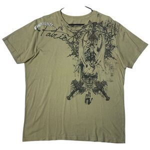 Vintage Y2K Resurge T Shirt Large Affliction Tap Out Grunge Goth Skull Emo Sword